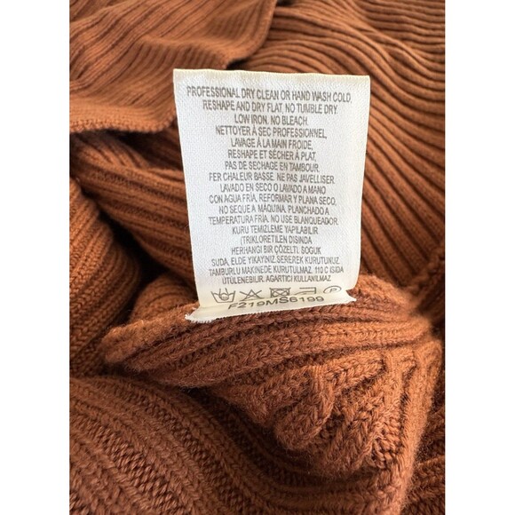 TIBI Origami Camel Merino Wool Rib Knit Midi Skirt Size Small Asymmetrical - Picture 10 of 10